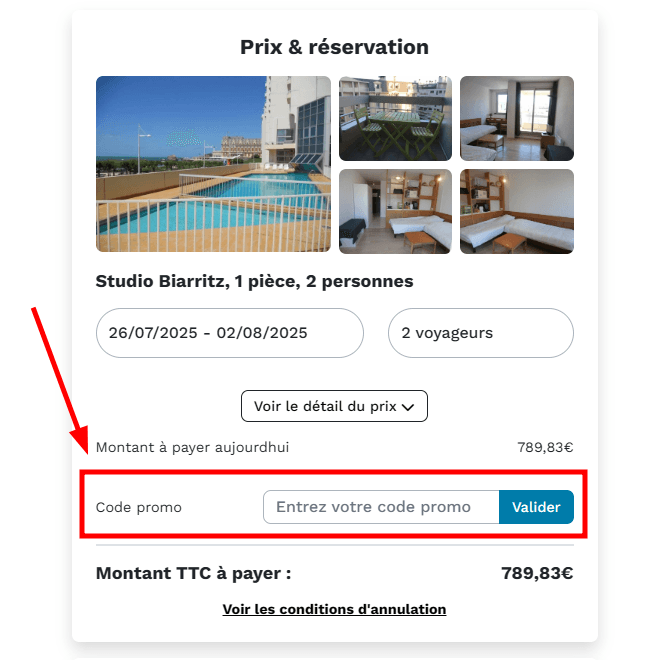 Comment appliquer un code promo sur Poplidays