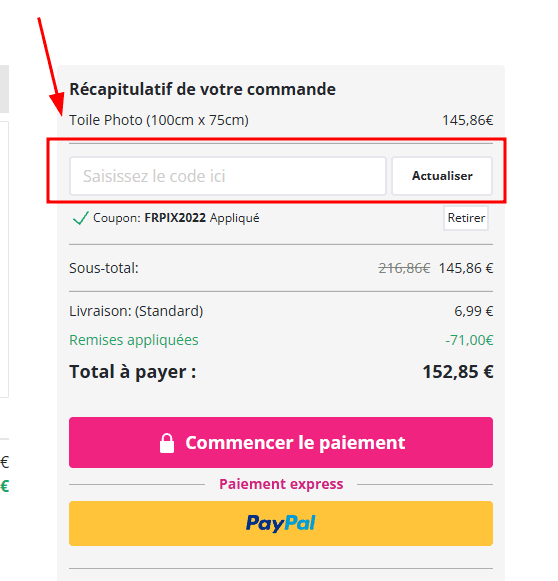 Comment activer un code promo sur Printerpix