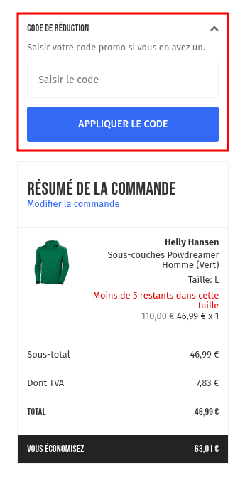 Comment appliquer un code promo sur Private Sport Shop