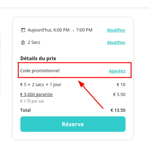 Comment appliquer un code promo sur Radical Storage