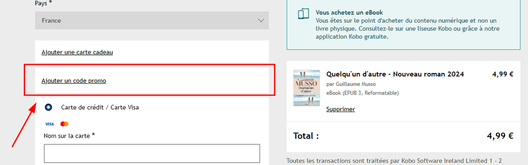 Comment appliquer un code promo sur Rakuten Kobo