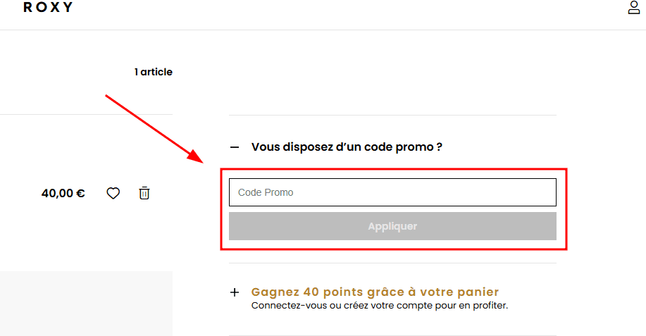 Comment utiliser un code promo sur Roxy