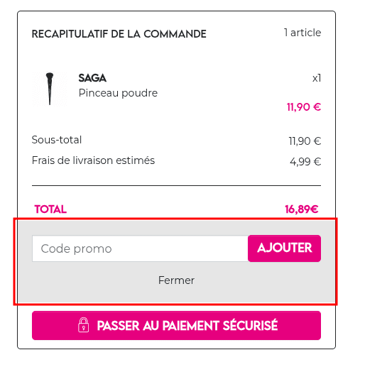 Comment activer un code promo sur SAGA Cosmetics