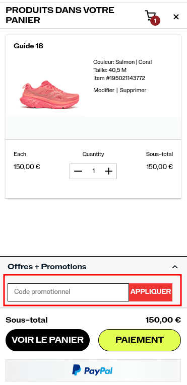 Comment utiliser un code promo sur Saucony