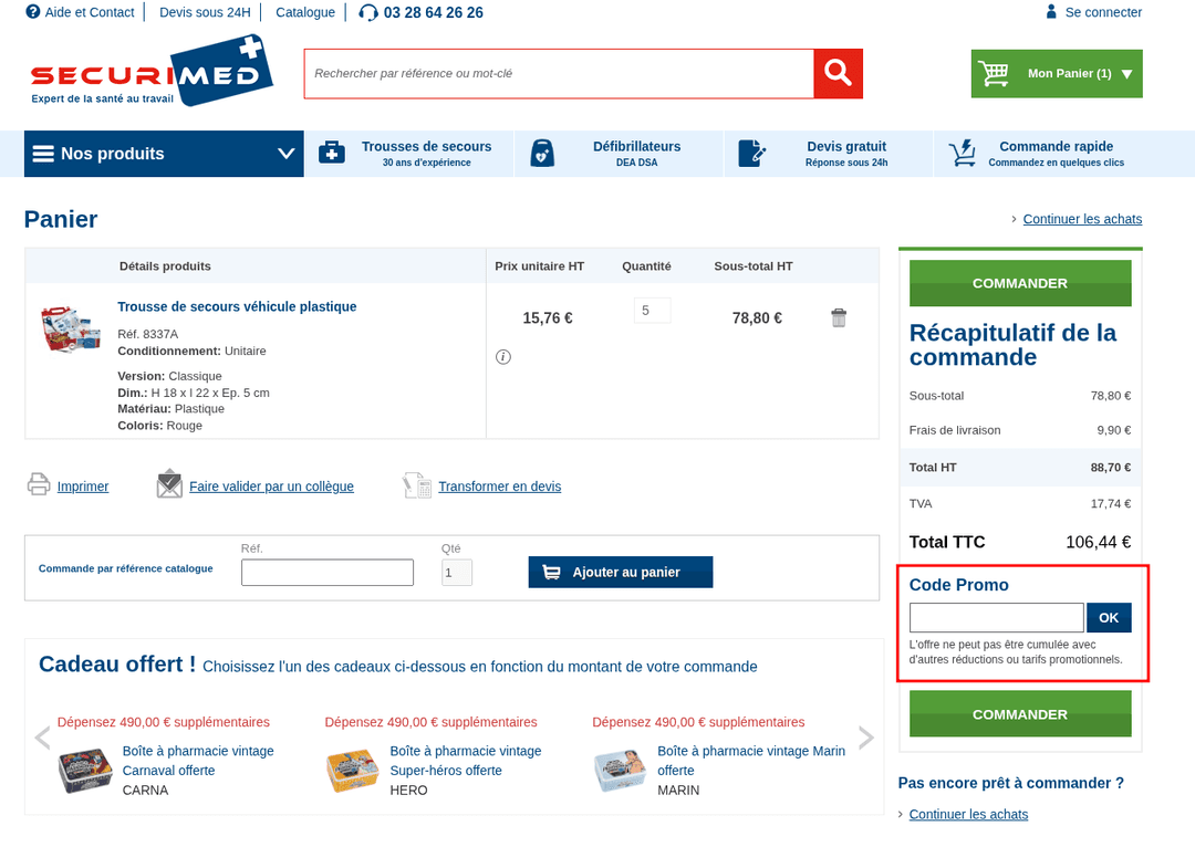 Comment utiliser un code promo sur Securimed