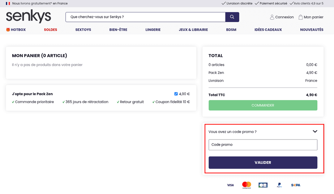 Comment appliquer un code promo sur Senkys