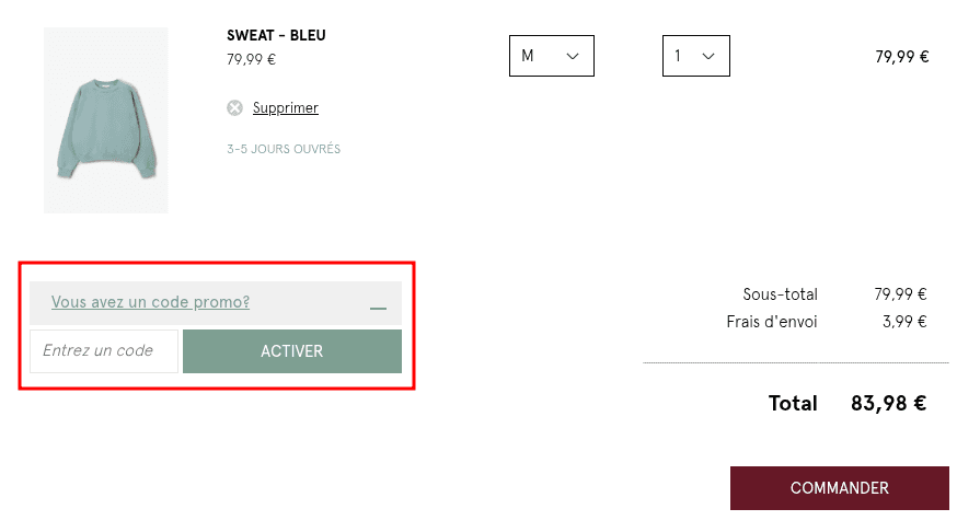 Comment activer un code promo sur Sissy-Boy