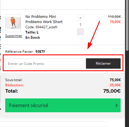 Comment appliquer un code promo sur Size?