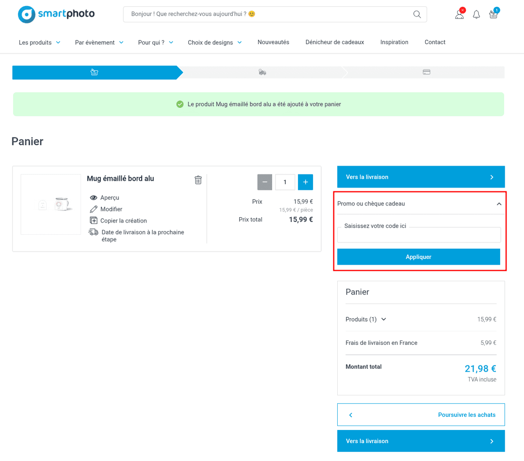 Comment appliquer un code promo sur Smartphoto
