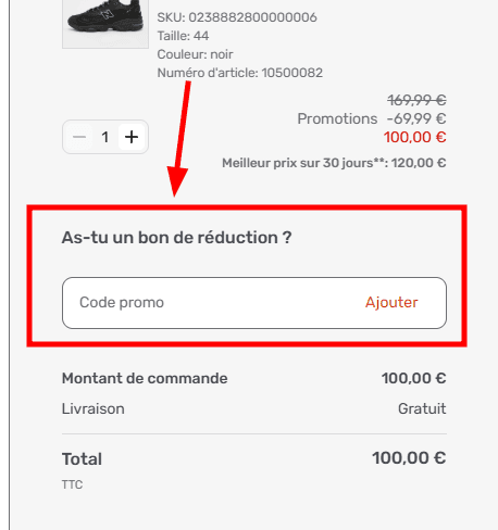 Comment activer un code promo sur Snipes