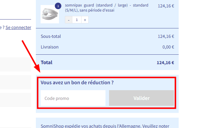 Comment utiliser un code promo sur SomniShop