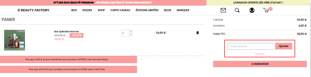 Comment activer un code promo sur My Beauty Factory