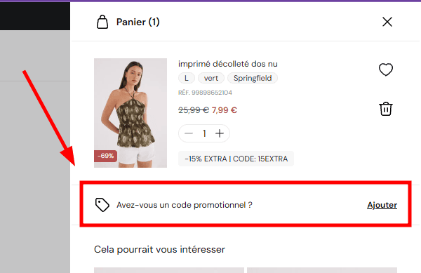 Comment appliquer un code promo sur Springfield