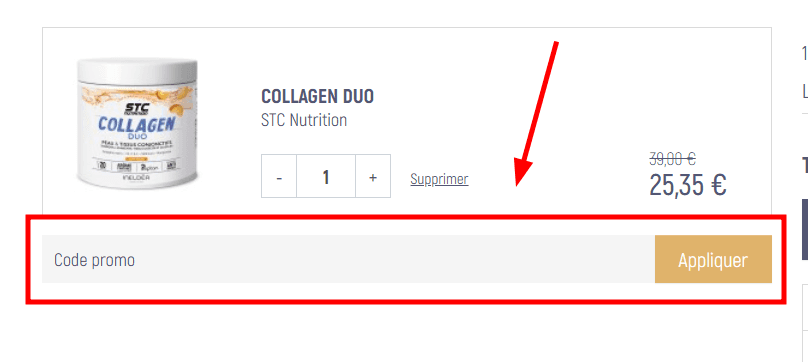 Comment activer un code promo sur STC Nutrition