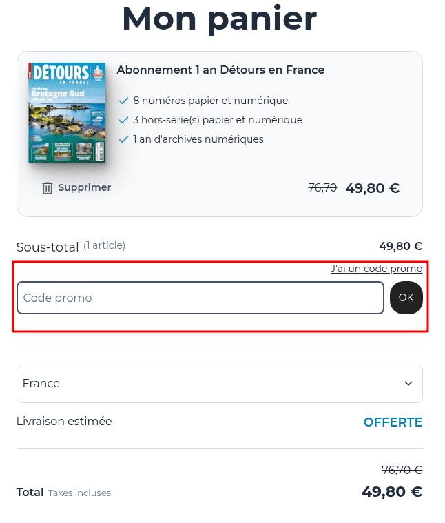 Comment activer un code promo sur Store Uni Medias