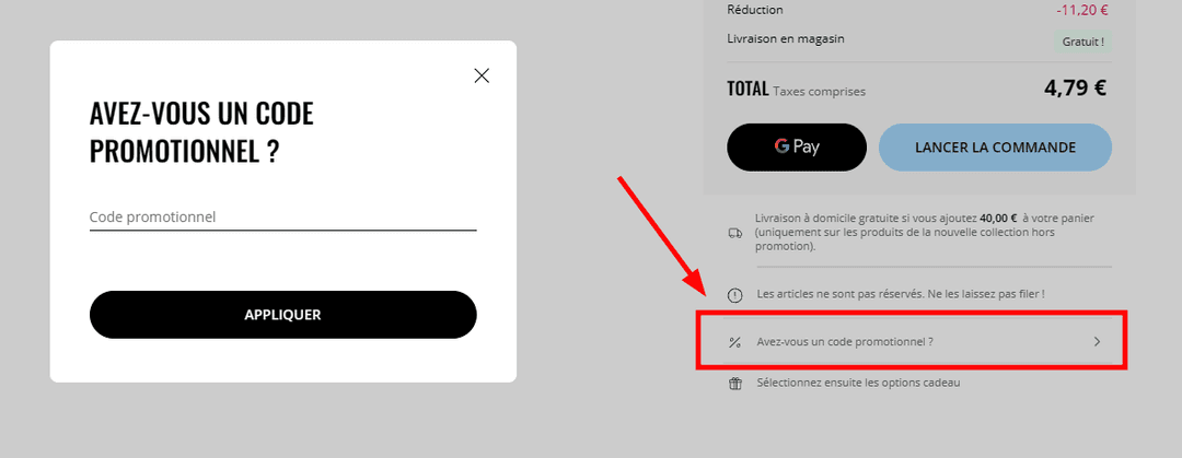 Comment appliquer un code promo sur Stradivarius