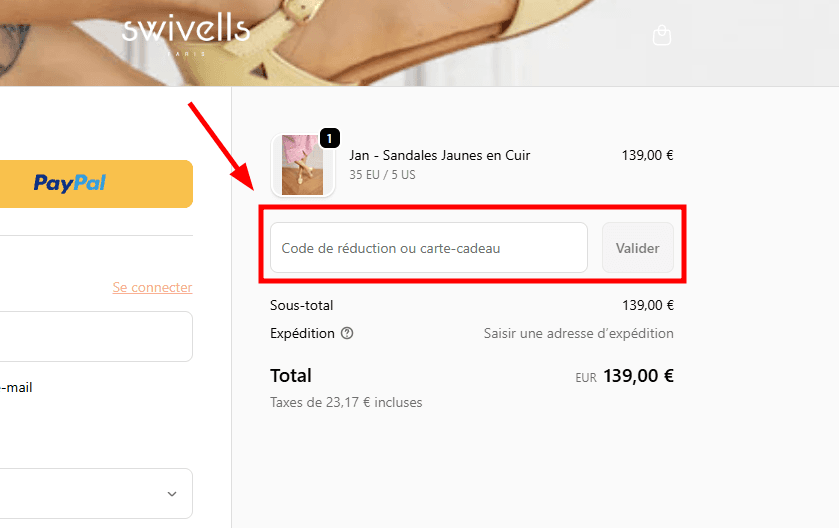 Comment appliquer un code promo sur Swivells