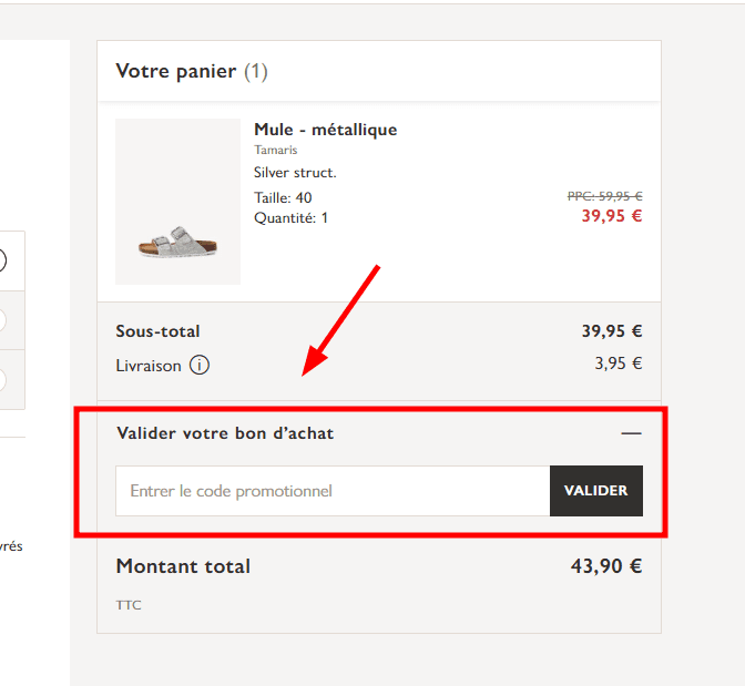 Comment utiliser un code promo sur Tamaris