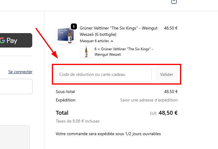 Comment activer un code promo sur Tannico