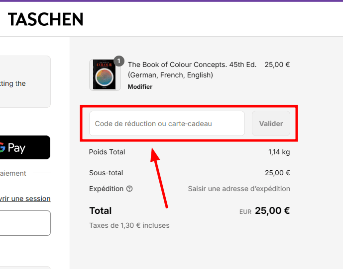 Comment activer un code promo sur TASCHEN