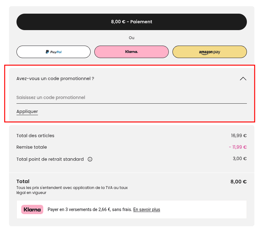 Comment appliquer un code promo sur Tezenis