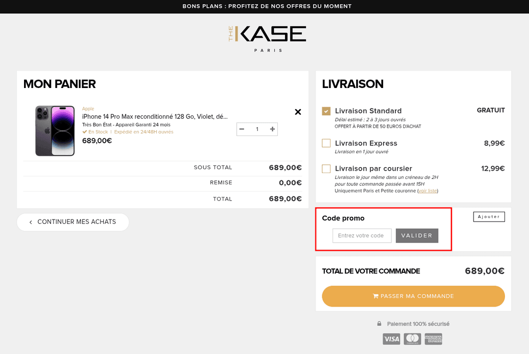 Comment activer un code promo sur The Kase