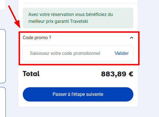 Comment appliquer un code promo sur Travelski