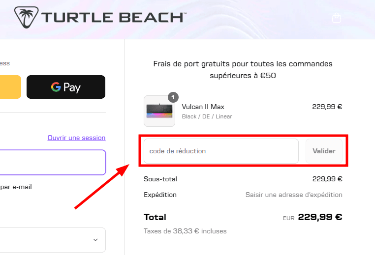 Comment appliquer un code promo sur Turtle Beach