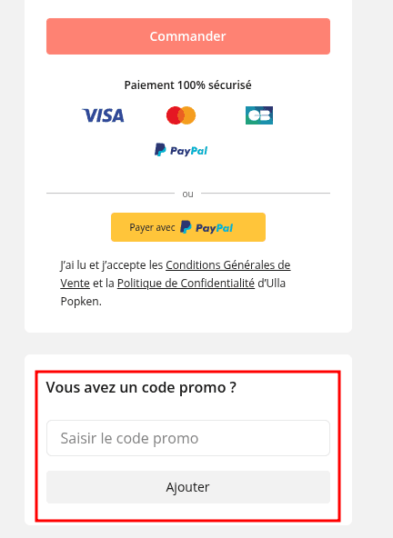 Comment utiliser un code promo sur Ulla Popken