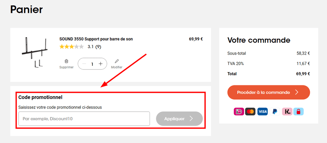 Comment appliquer un code promo sur Vogel's