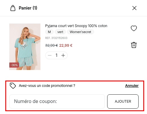 Comment utiliser un code promo sur Women'Secret