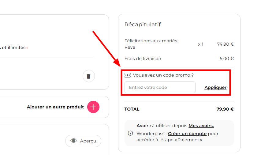 Comment activer un code promo sur Wonderbox