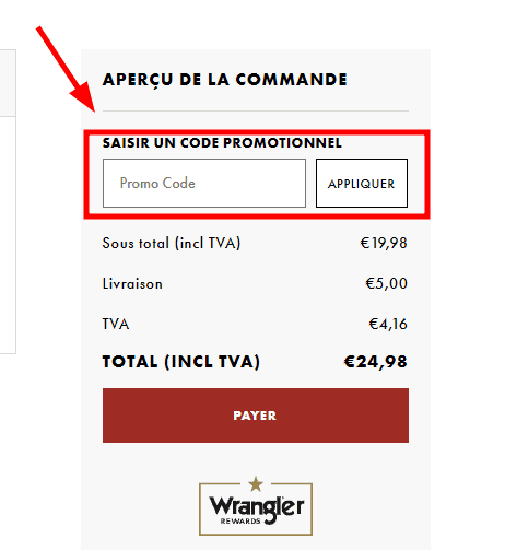 Comment activer un code promo sur Wrangler