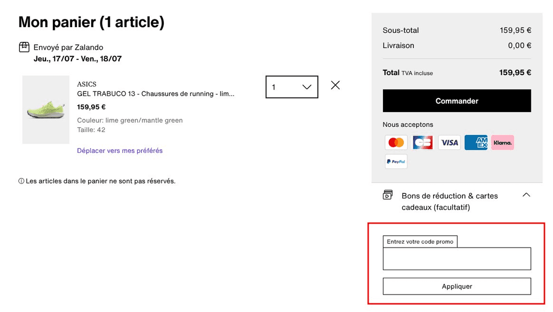 Comment utiliser un code promo sur Zalando