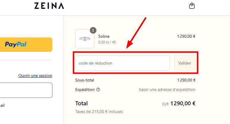 Comment utiliser un code promo sur Zeina