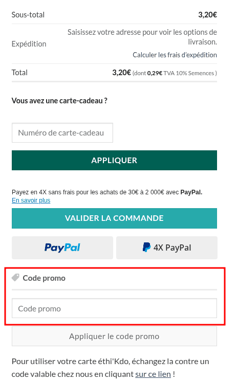 Comment appliquer un code promo sur ZoEssentiels