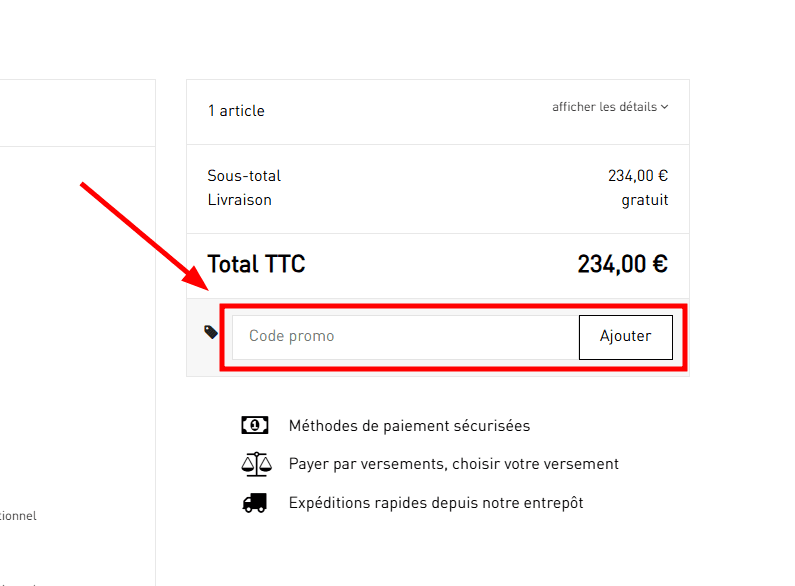 Comment appliquer un code promo sur adidas Padel