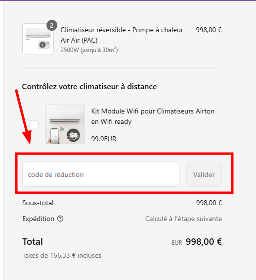 Comment appliquer un code promo sur Airton