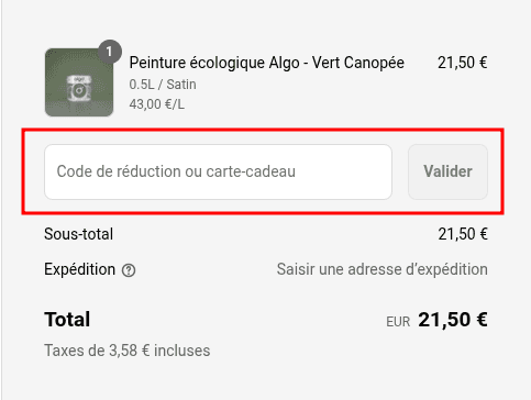 Comment utiliser un code promo sur Algo peinture