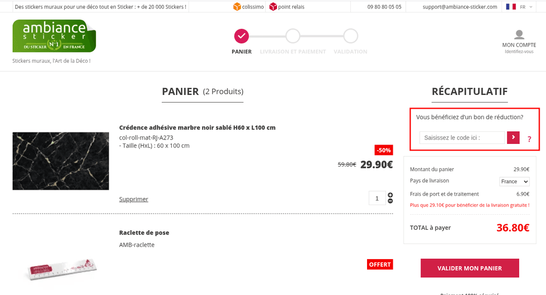 Comment activer un code promo sur Ambiance Sticker