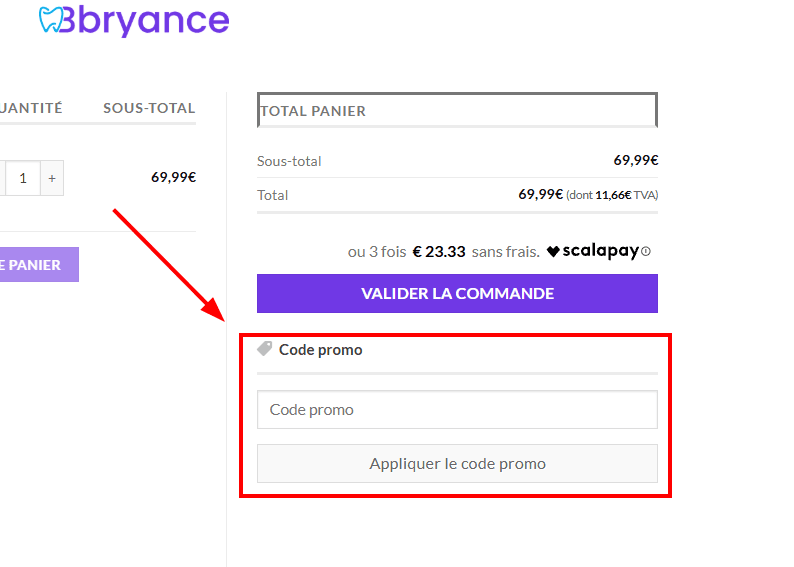 Comment activer un code promo sur BBRYANCE
