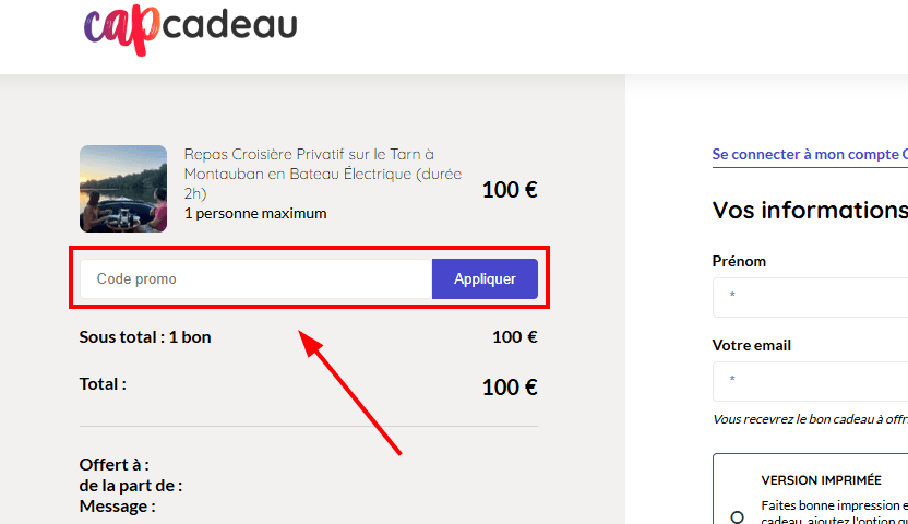 Comment utiliser un code promo sur Cap Cadeau