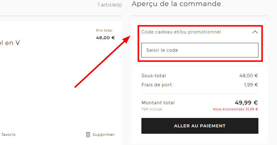 Comment activer un code promo sur Cecil Mode