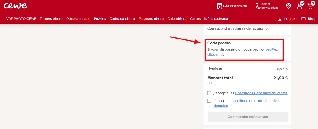 Comment activer un code promo sur Cewe