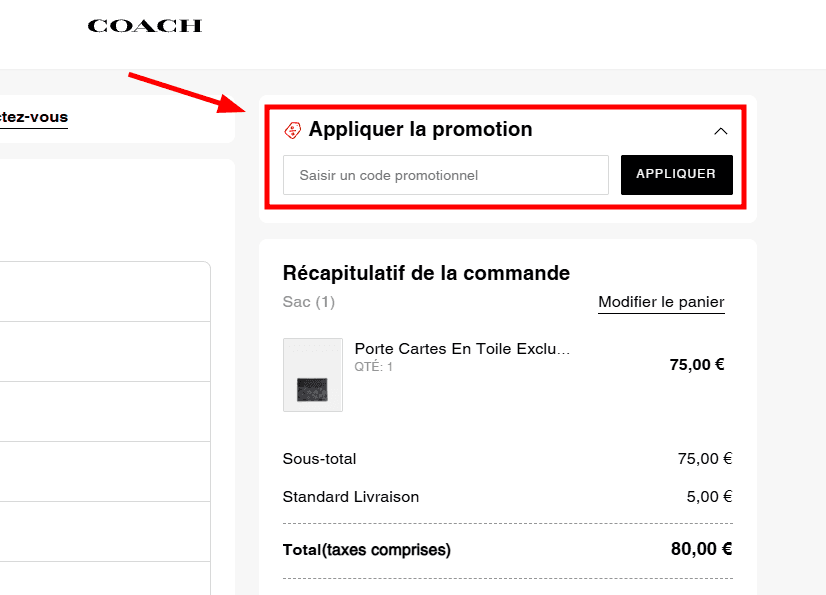Comment activer un code promo sur Coach
