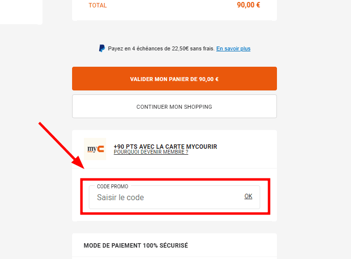 Comment activer un code promo sur Courir