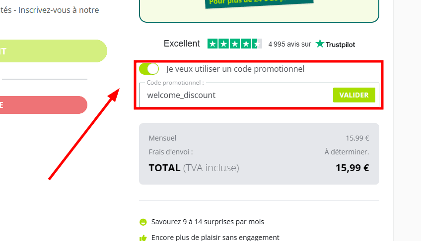 Comment utiliser un code promo sur Degusta Box