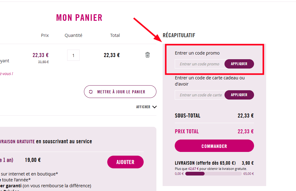 Comment appliquer un code promo sur DORCELSTORE