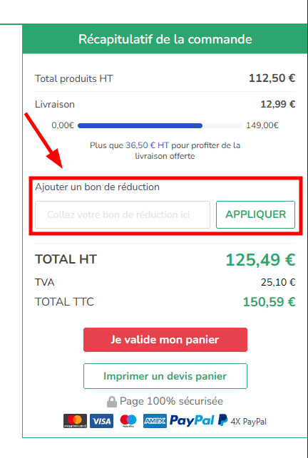 Comment activer un code promo sur Embaleo