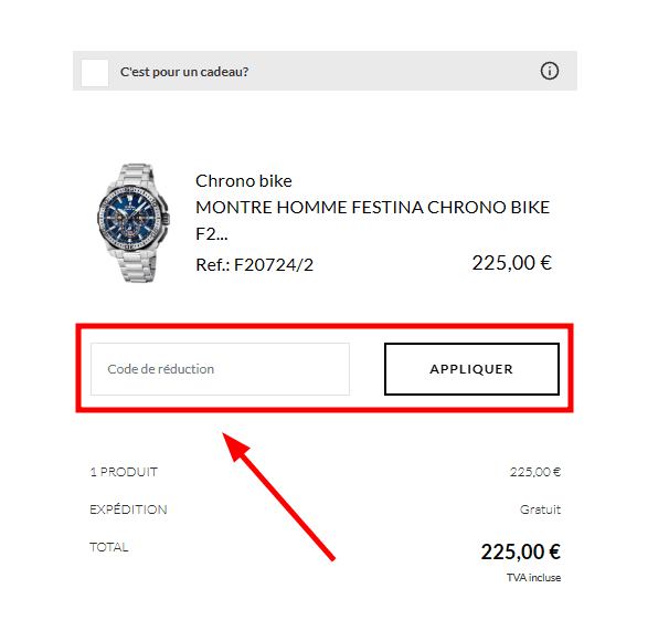 Comment activer un code promo sur Festina